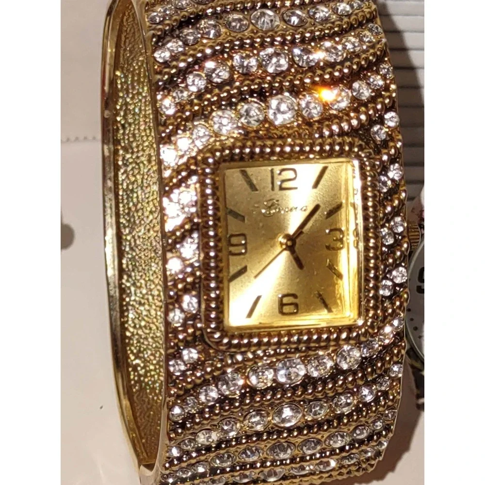 Lot of 7 New Womens Watches Geneva Vivani Bosmiya Rhinestone Glitter Pink Purple